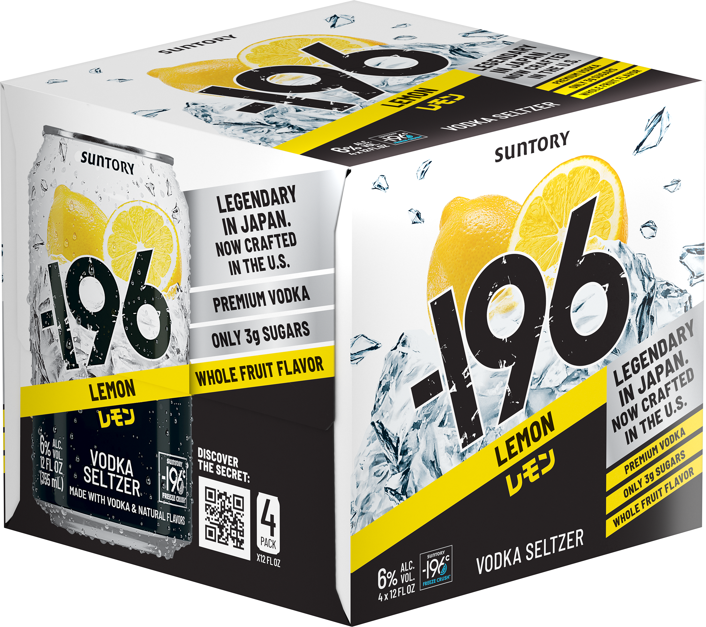 -196 Lemon Vodka Seltzer 12oz 4pk Cn