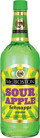 MR BOSTON SOUR APPLE SCHNAPPS 1.0L Spirits CORDIALS LIQUEURS