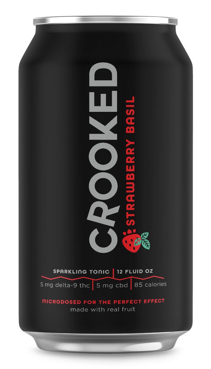 Crooked Strawberry Basil D9 THC Sparkling Tonic 5mg 12oz 4pk Cn