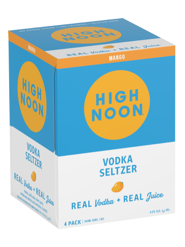 High Noon Hard Seltzer Mango 12oz 4pk Cn