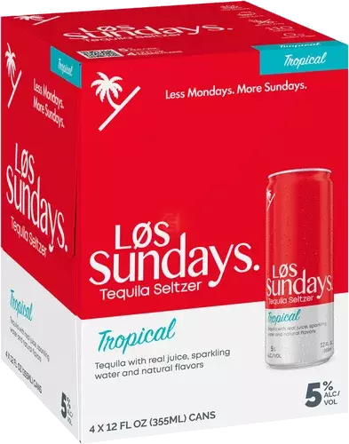 Los Sundays Tequila Seltzer Tropical Pack 12oz 4pk Cn