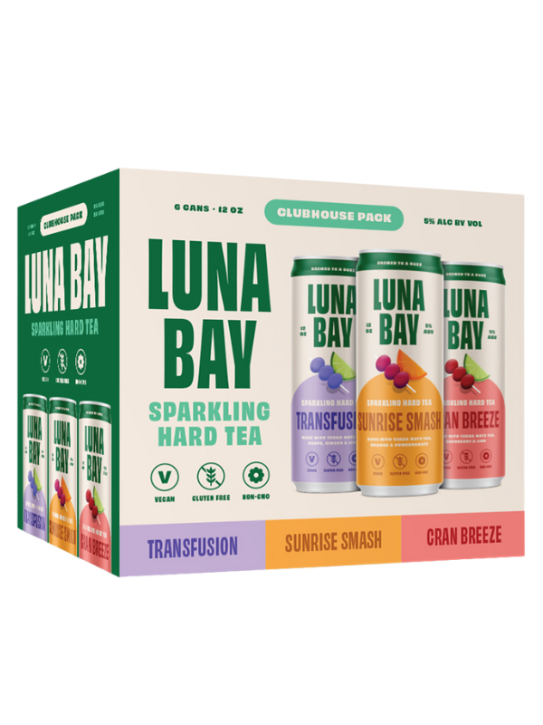 Luna Bay Kombucha Sparkling Hard Tea Variety 12oz 6pk Cn