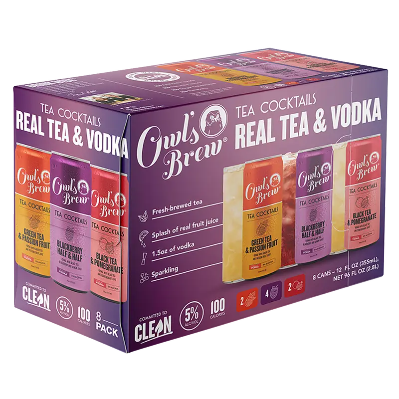 Owls Brew Tea Cocktails Variety 12oz 8pk Cn