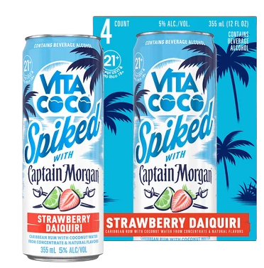 Vita Coco Spiked with Captain Morgan Strawberry Daiquiri 4pk