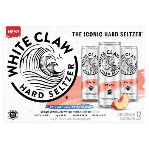 White Claw Peach Hard Seltzer 12oz 12pk Cn
